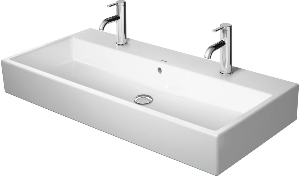Duravit Waschtisch VERO AIR mit Hahnlochbank, 2 Hahnlöcher, 1000 x 470 mm mit Überlauf weiß