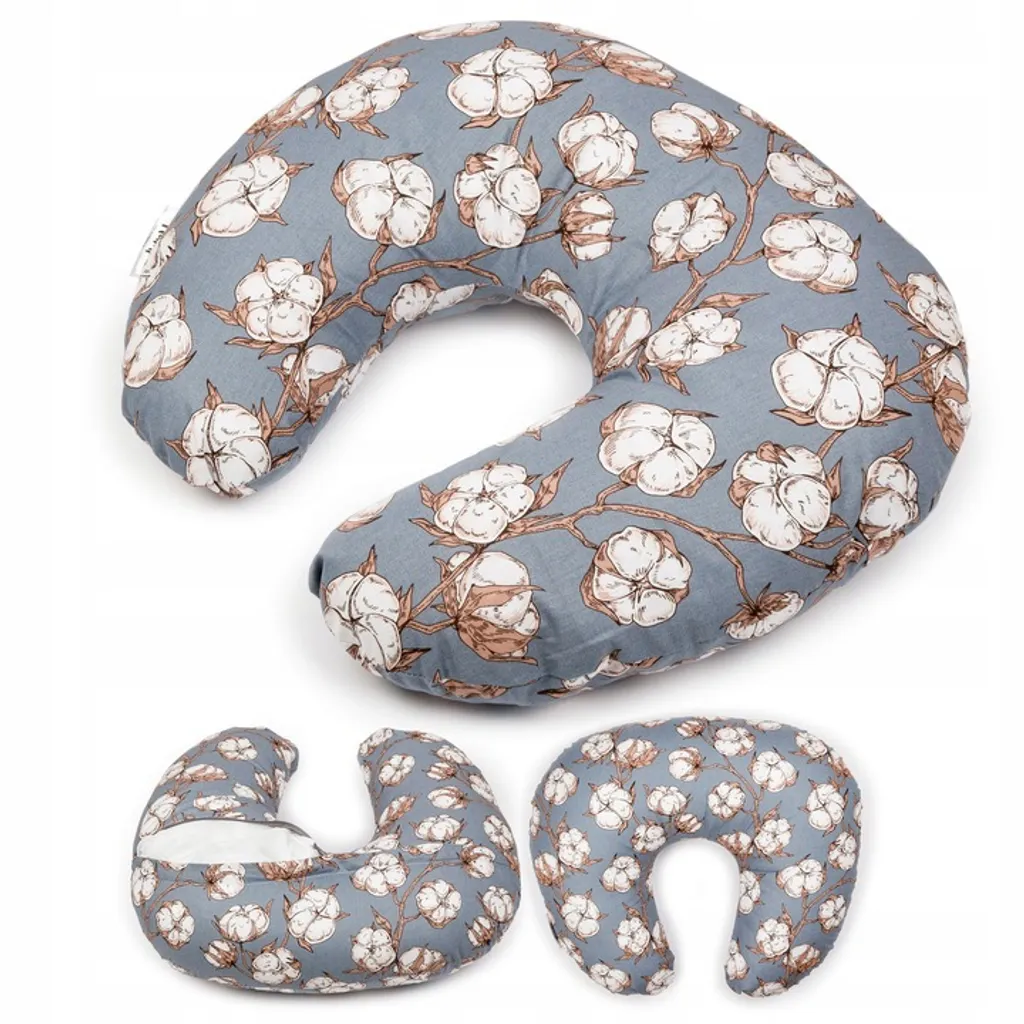Coussin d'allaitement Flumi rogal anti mal de dos bleu marine fleurs