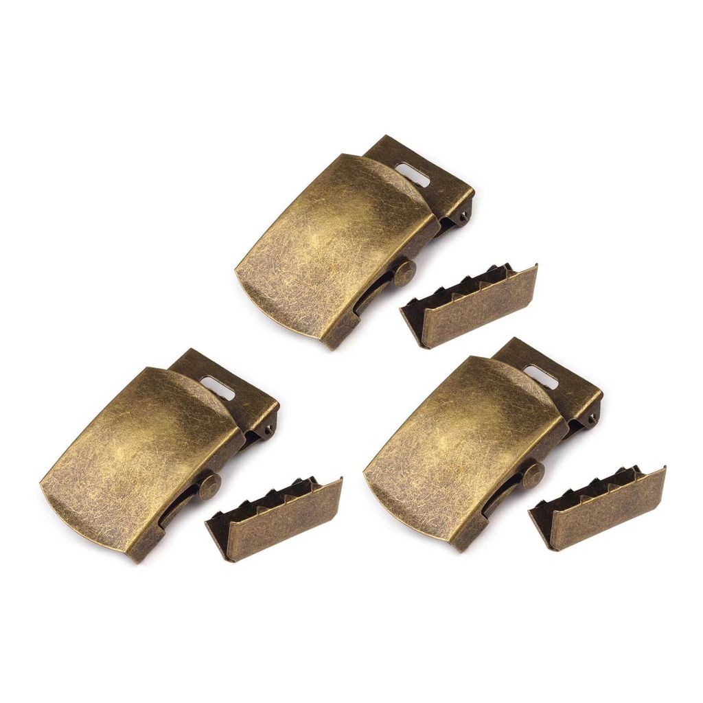 3 Gürtelschnalle aus Metall mit Endstück Koppelschließe Bandgürtel Variantenwahl, Farbe:altmessing, Größe:40mm