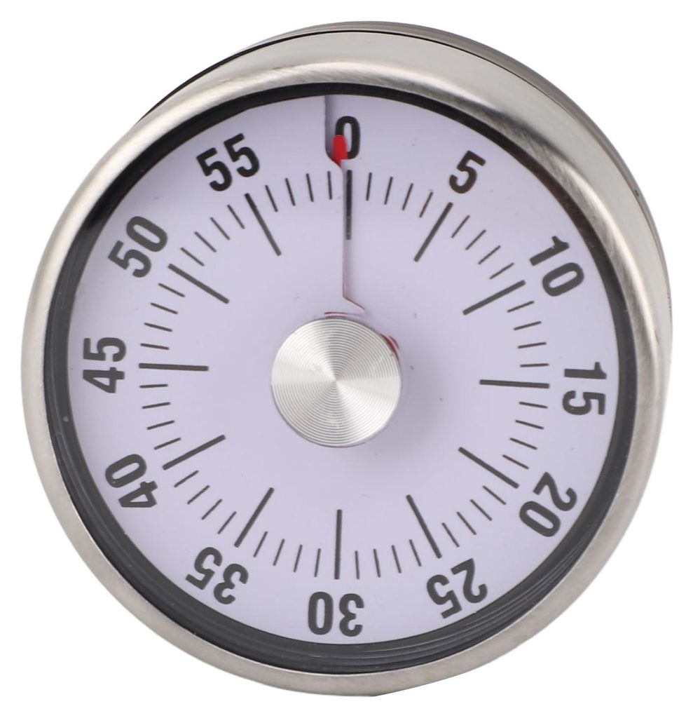 Mechanischer Countdown-Timer, 60 Minuten, magnetisch, Edelstahl, visuelle Küche zum Kochen, für Kinder, Arbeitszimmer, Weiß