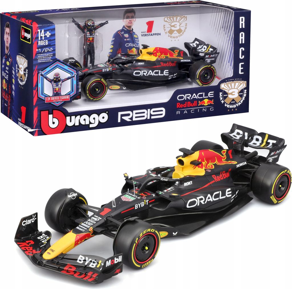 BOLID F1 Red Bull RB19 FIGURKA MAX VERSTAPPEN 1:24 MODEL Zdjęcie produktu 
