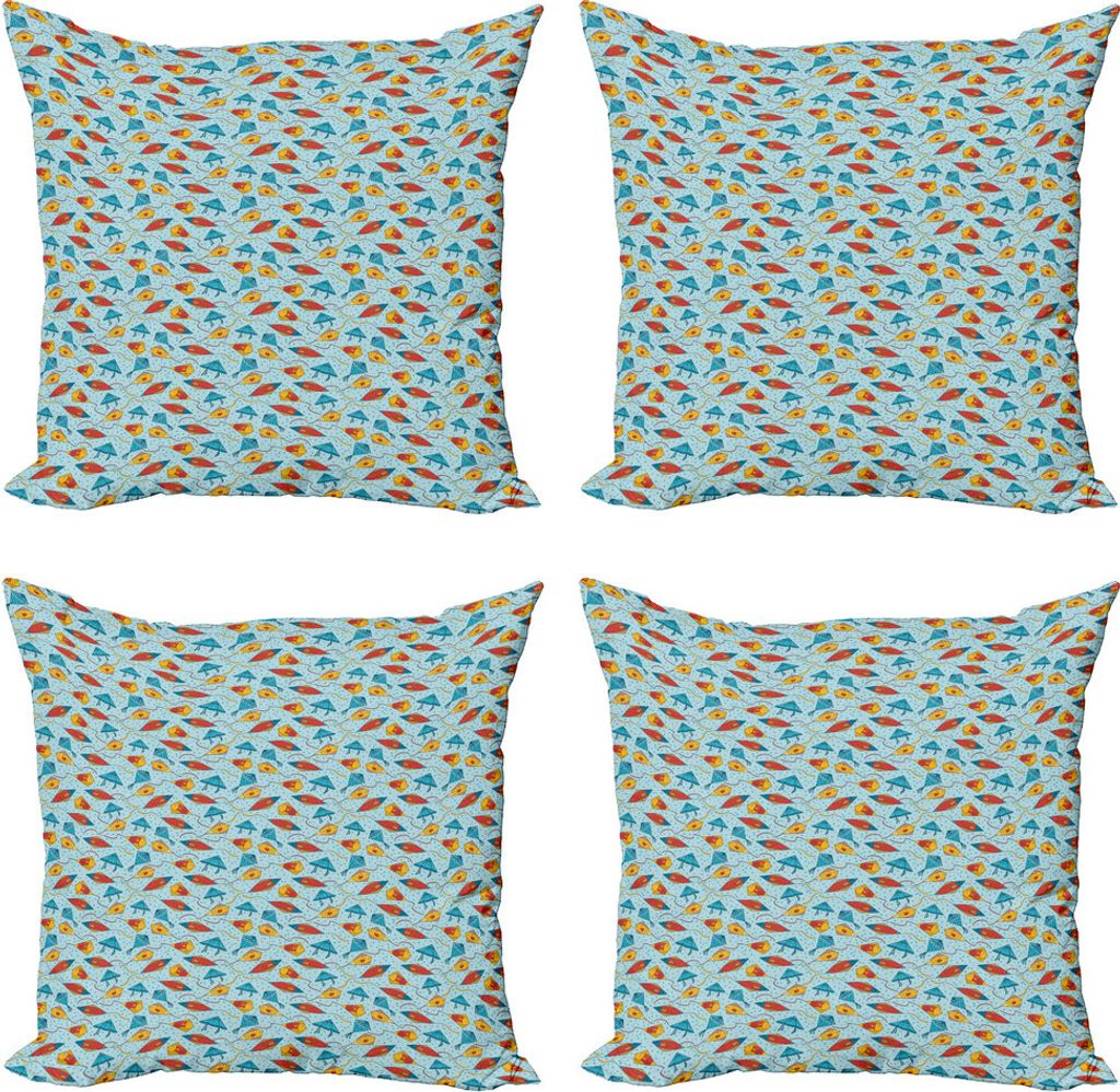 ABAKUHAUS Fisch Kissenbezug Set (4 Stück), Kite Shaped Tiermuster, Moderner Doppelseitiger Digitaldruck, 50 cm x 50 cm, Mehrfarbig