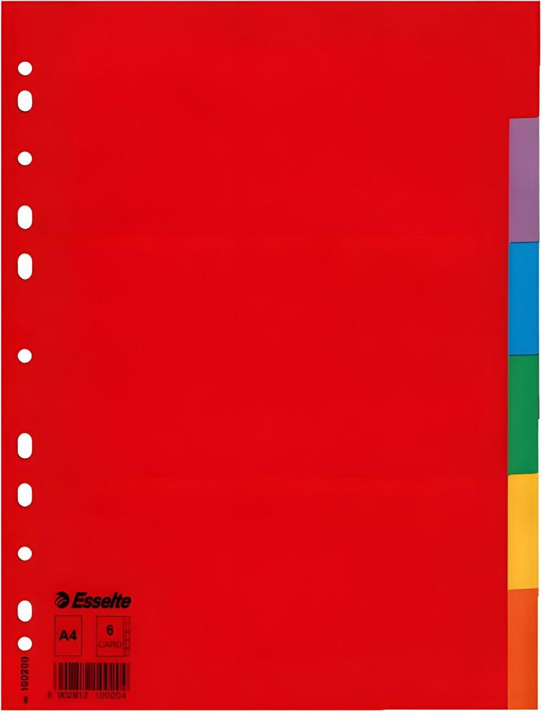 Esselte - Tabs Esselte Economy A4 6dlg Karton 11r ASS | 1 Set