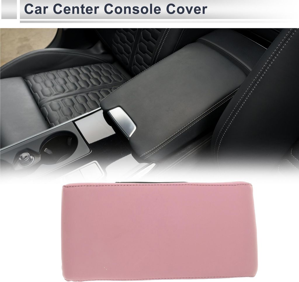 Auto Mittelkonsole Abdeckung Auto Armlehnenabdeckung 12,6"x6,3"x1,97" Pink Nappa Leder, Memory-Schaum