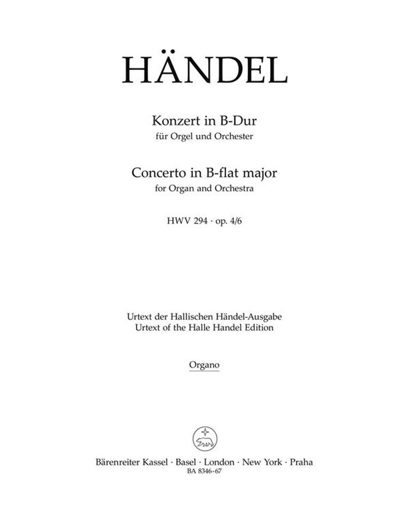 Konzert für Orgel und Orchester B-Dur op. 4/6 HWV 294