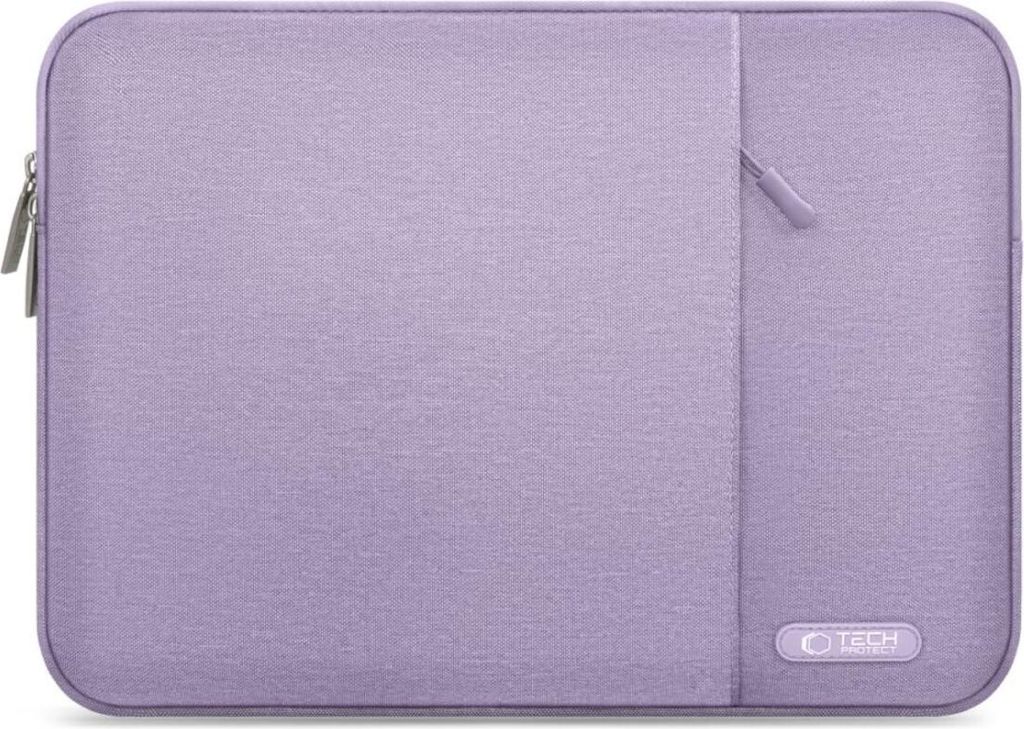 A lavender laptop sleeve is shown flat against a white background.