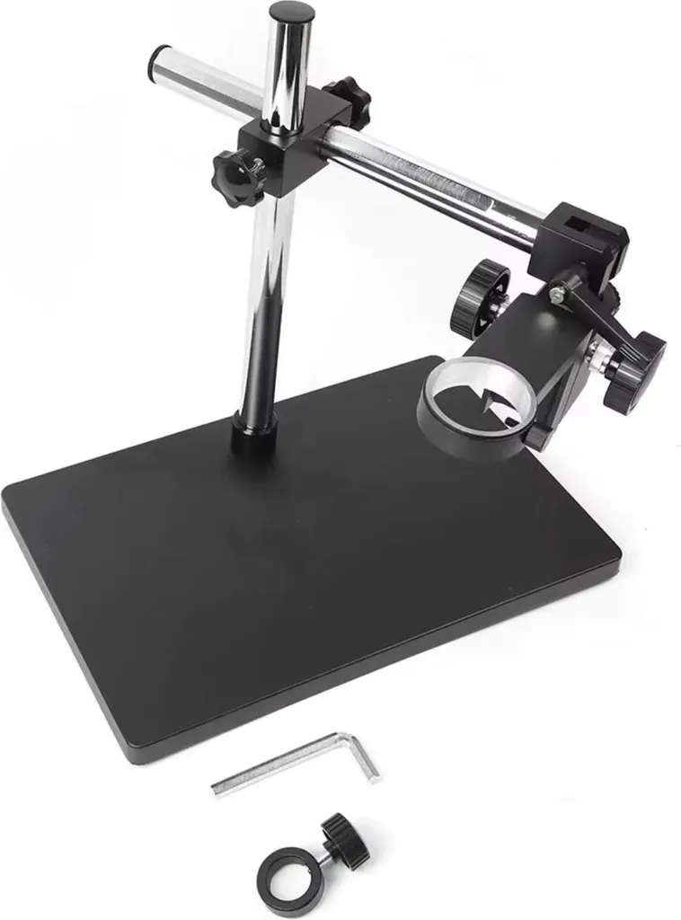 Support pour microscope à bras pivotant en acier noir réglable 50cm