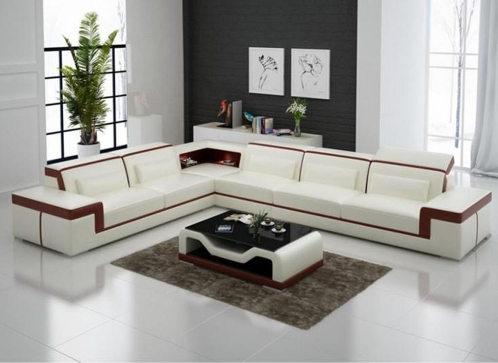 Designer Sofa Couch Ecksofa Leder Textil Polster Garnitur Wohnlandschaft L Form