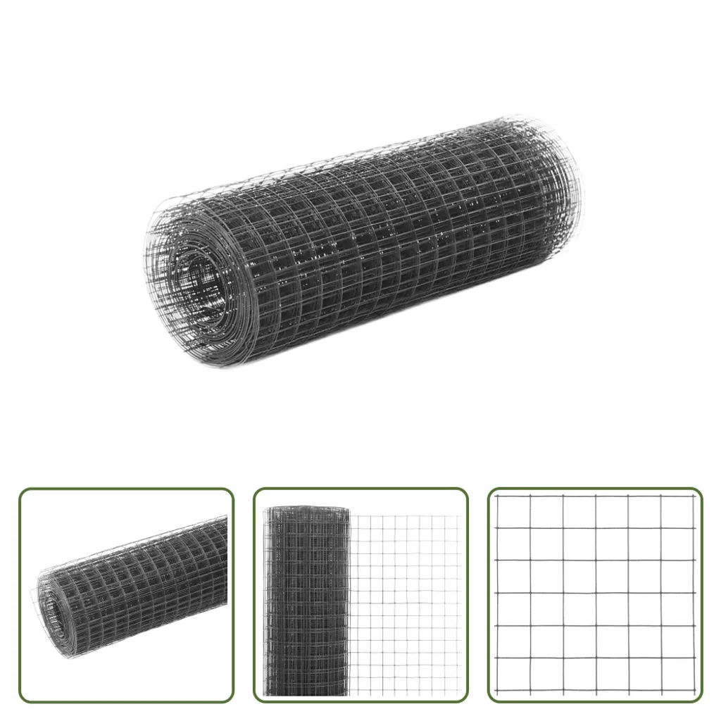Rete Metallica Plastificata Grigio 25m x 50cm | Uso Agricolo e Hobby