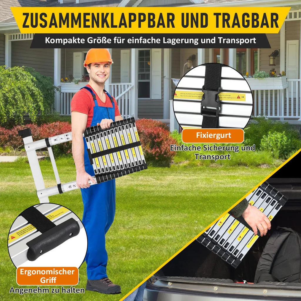 Échelle Extensible 2,6M Multi-usages Pliante pour Maison et Chantier - 7