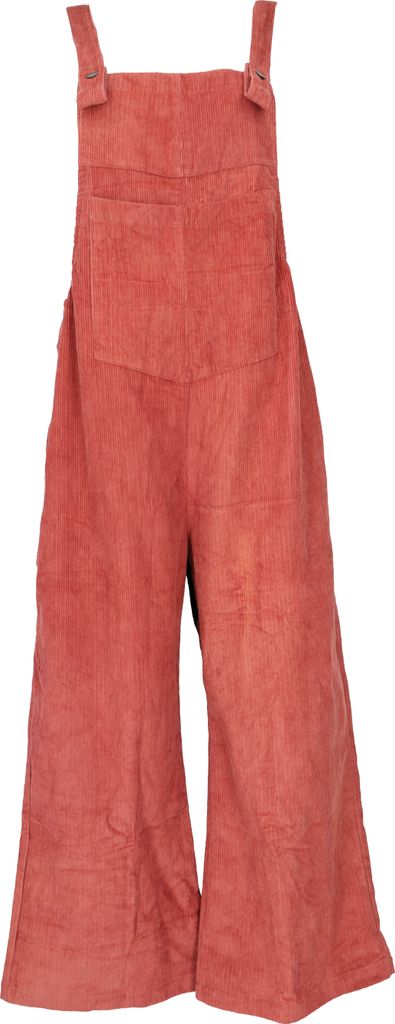 Oversize Latzhose, Japan Style, Boho Hose, Cordhose - Rostorange, Damen, Baumwolle, Hosen