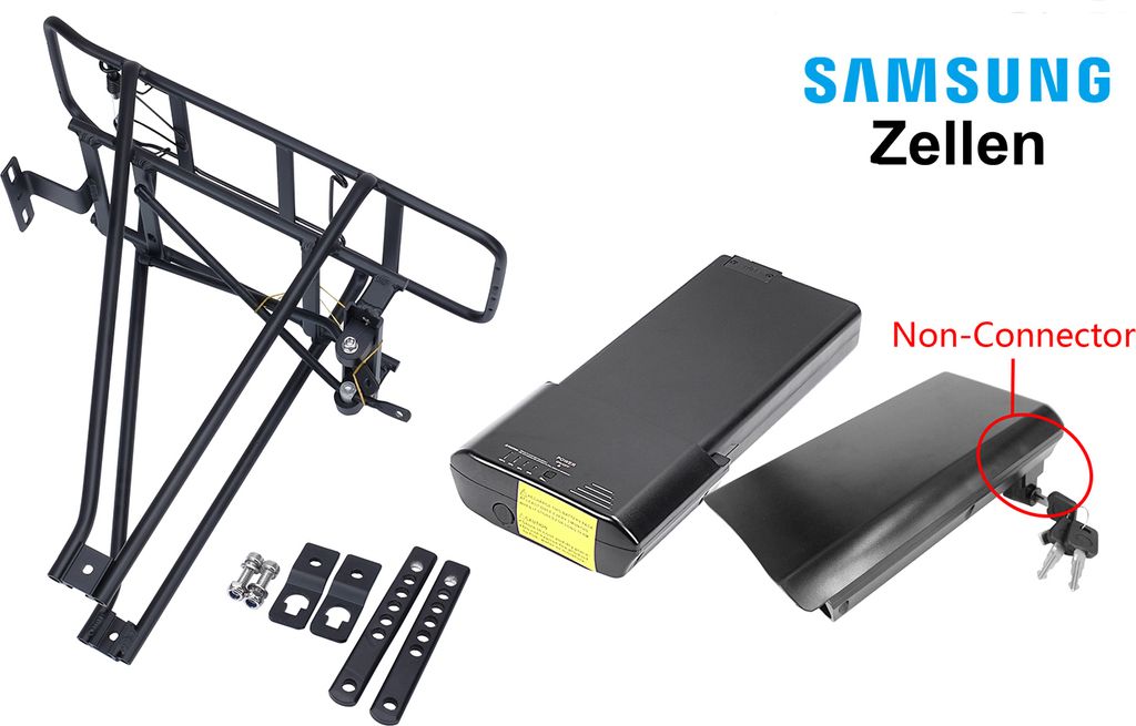 eBike Pedelec 36V 14Ah Li-ion Akku + Gepäckträger für E-Bike Pedelec