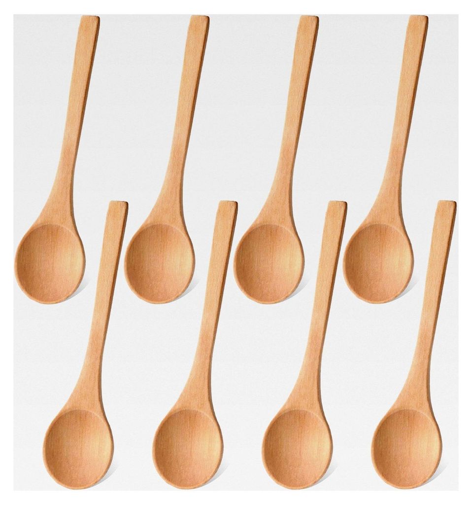 8 Stück Holzkochlöffel Klein, Suppenlöffel mit Langgriff 13 cm, Honiglöffel zum Essen, Mischen, Rühren, Kochen - Holzlöffel für Zuhause, Kü...