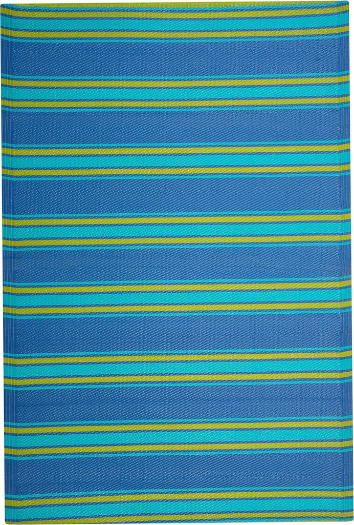 BELIANI Outdoor Teppich Blau Grün Polypropylen 120 x 180 cm Gestreift Jacquardgewebt Rechteckig