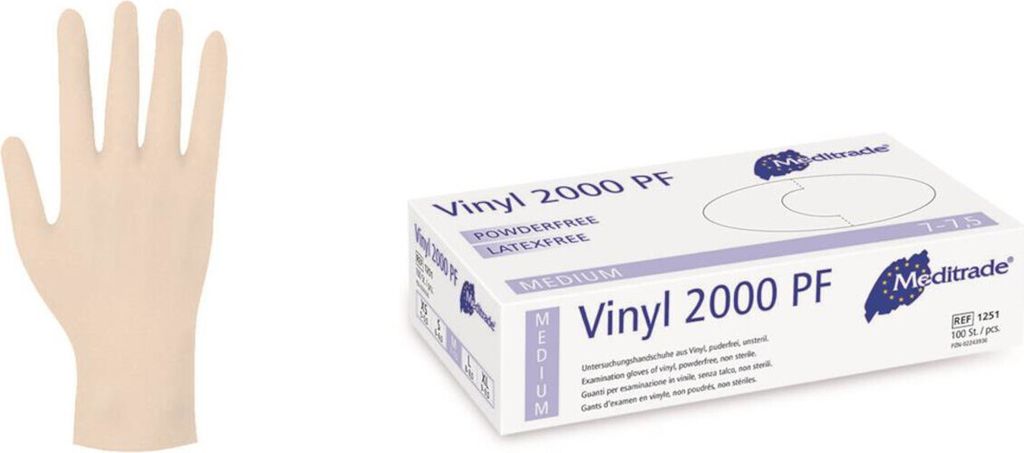 Meditrade® unisex Einmalhandschuhe Vinyl 2000 PF weiß Größe Produktbild 4