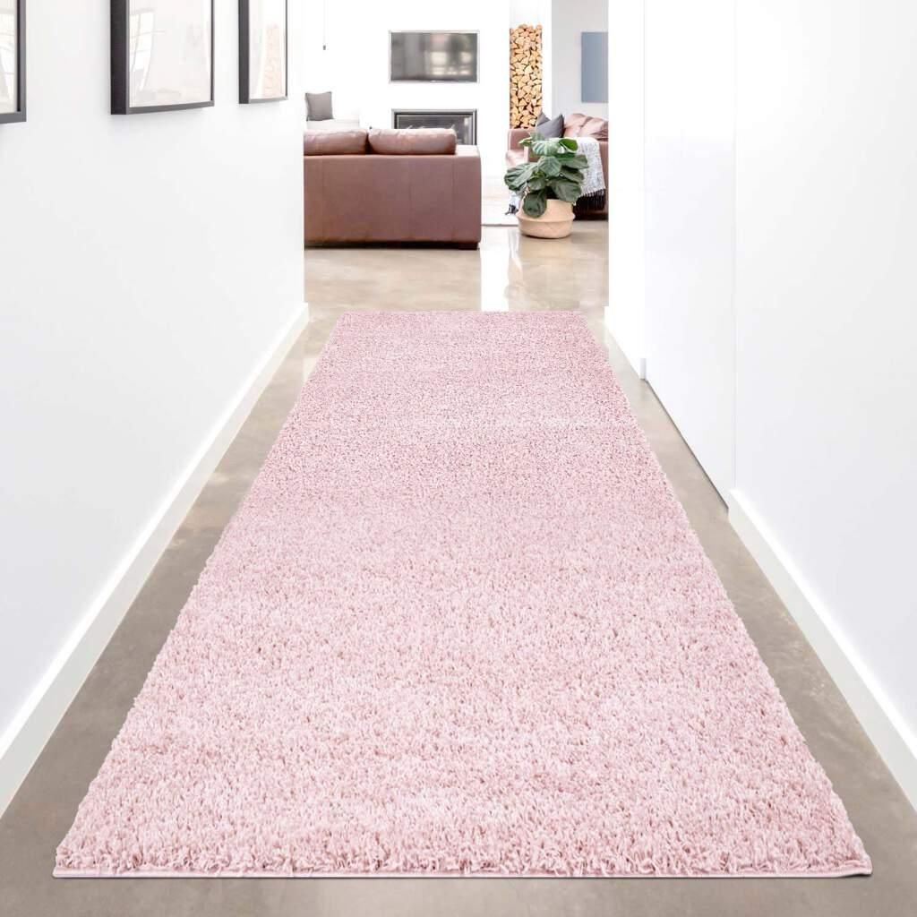 Shaggy Hochflor-Teppich Uni 500 Rosa 80x300 cm