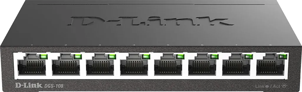 Switch Gigabit 8 ports D-Link DGS-108 pour extension réseau bureau à domicile