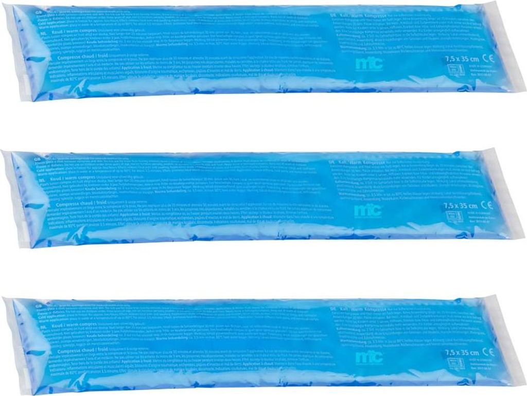 Kalt Warm Kompresse, Gel, Mikrowellen geeignet, 7,5x35 cm, 3 St.