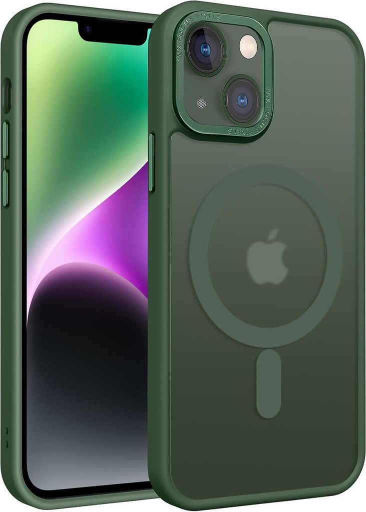 Handyhülle für iPhone 14 Hülle MagSafe kompatibel mit Metall Kamerarahmen Magnet Case TPU Kantenschutz