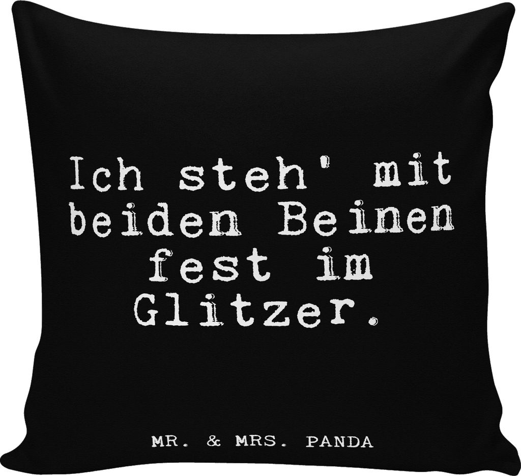 Mr. & Mrs. Panda kuschelkissen 40x40 Ich steh' mit beiden... - Schwarz - Geschenk, Polster, Lustige Sprüche, Spruch, Dekokissen, Einhörner, Kusch...