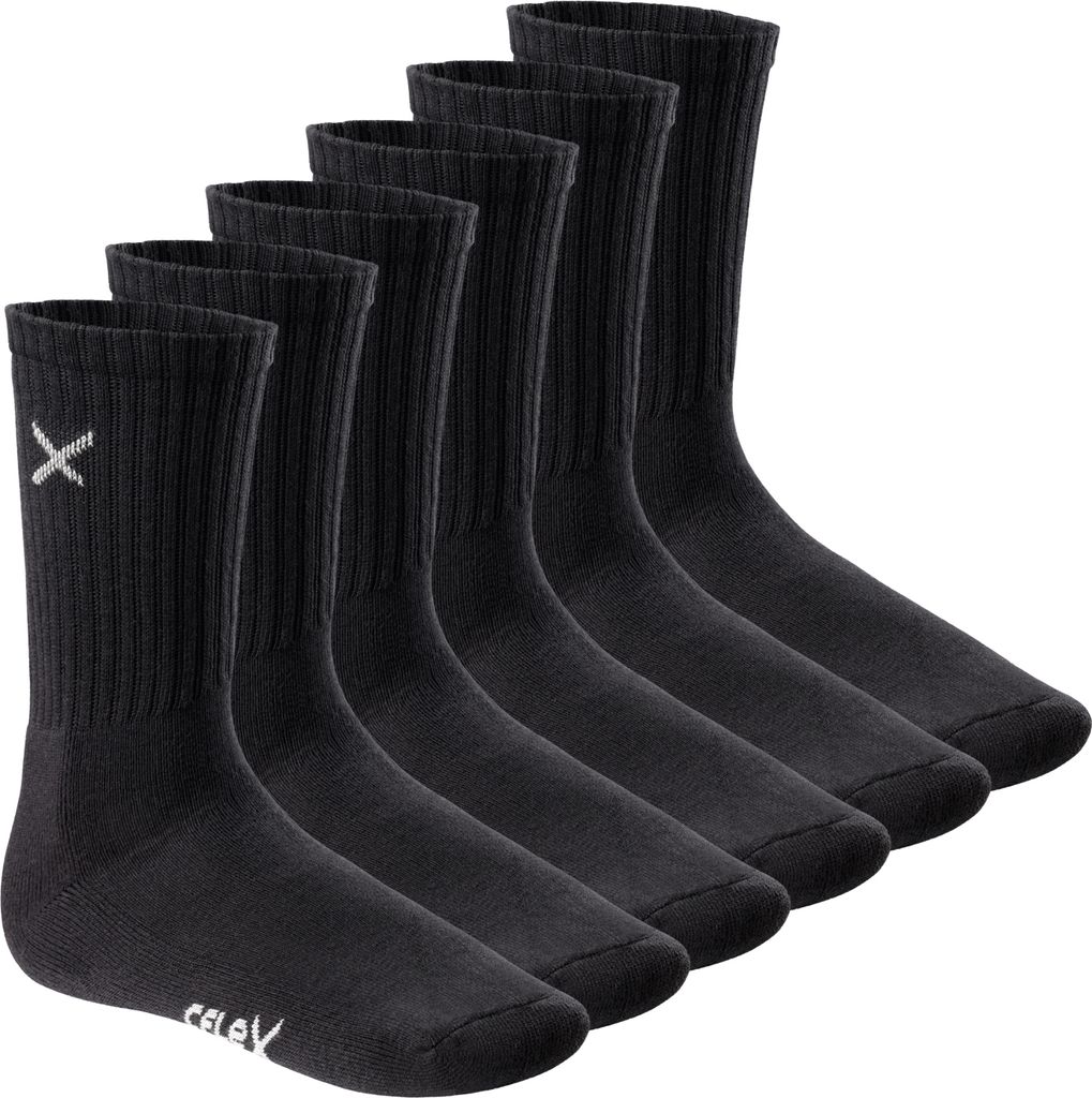 CFLEX Lifestyle Damen & Herren Crew Socks (6 Paar) - Black 39-42