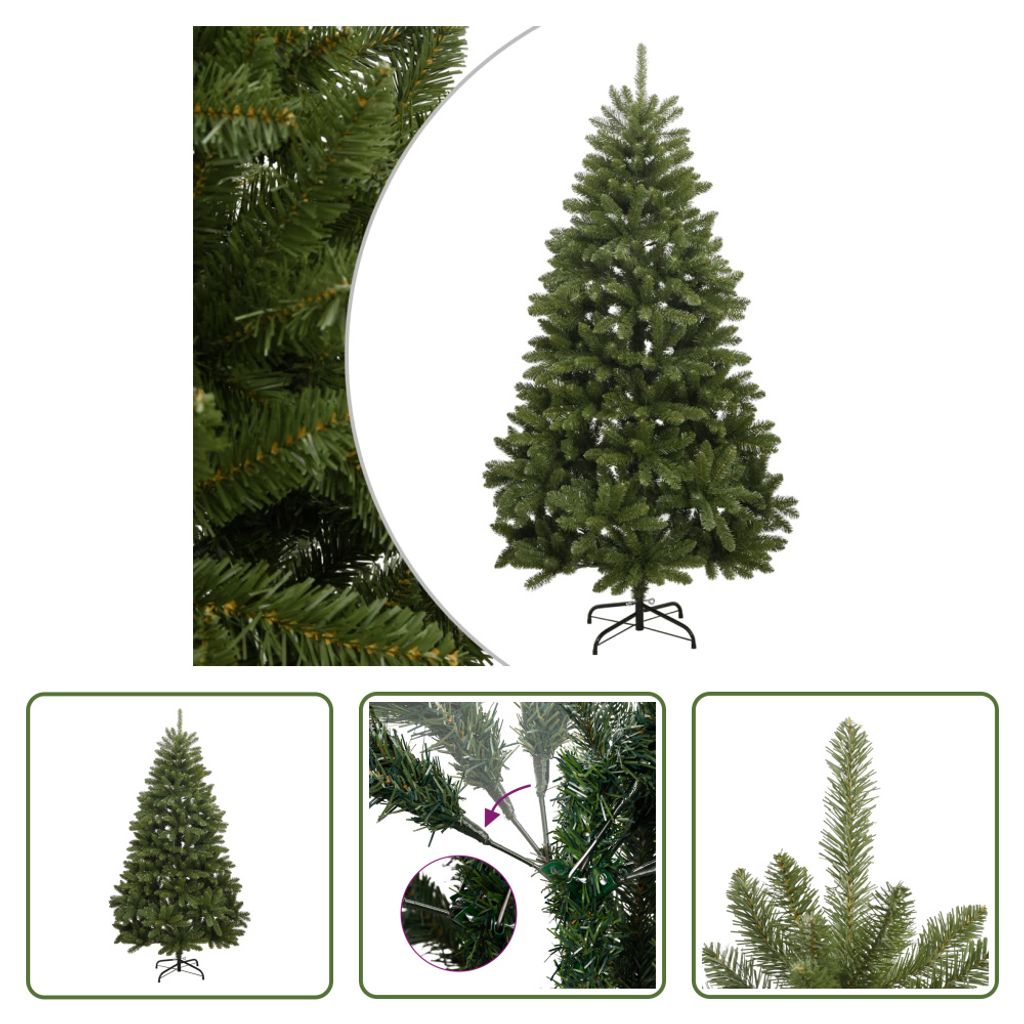The Living Store Künstlicher Weihnachtsbaum Klappbar mit Ständer Grün 210 cm