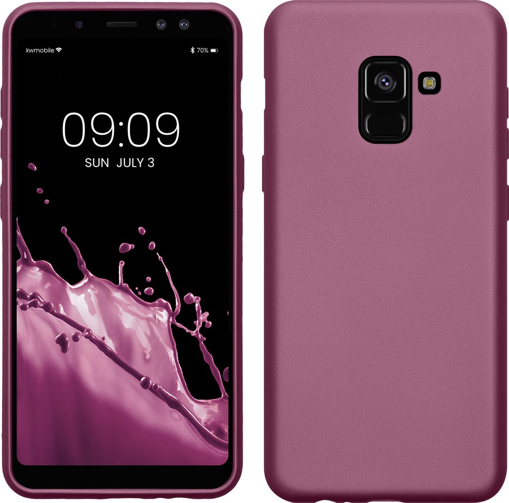 kwmobile Case kompatibel mit Samsung Galaxy A8 (2018) Hülle - Schutzhülle aus Silikon metallisch schimmernd - Handyhülle Metallic Lavendel