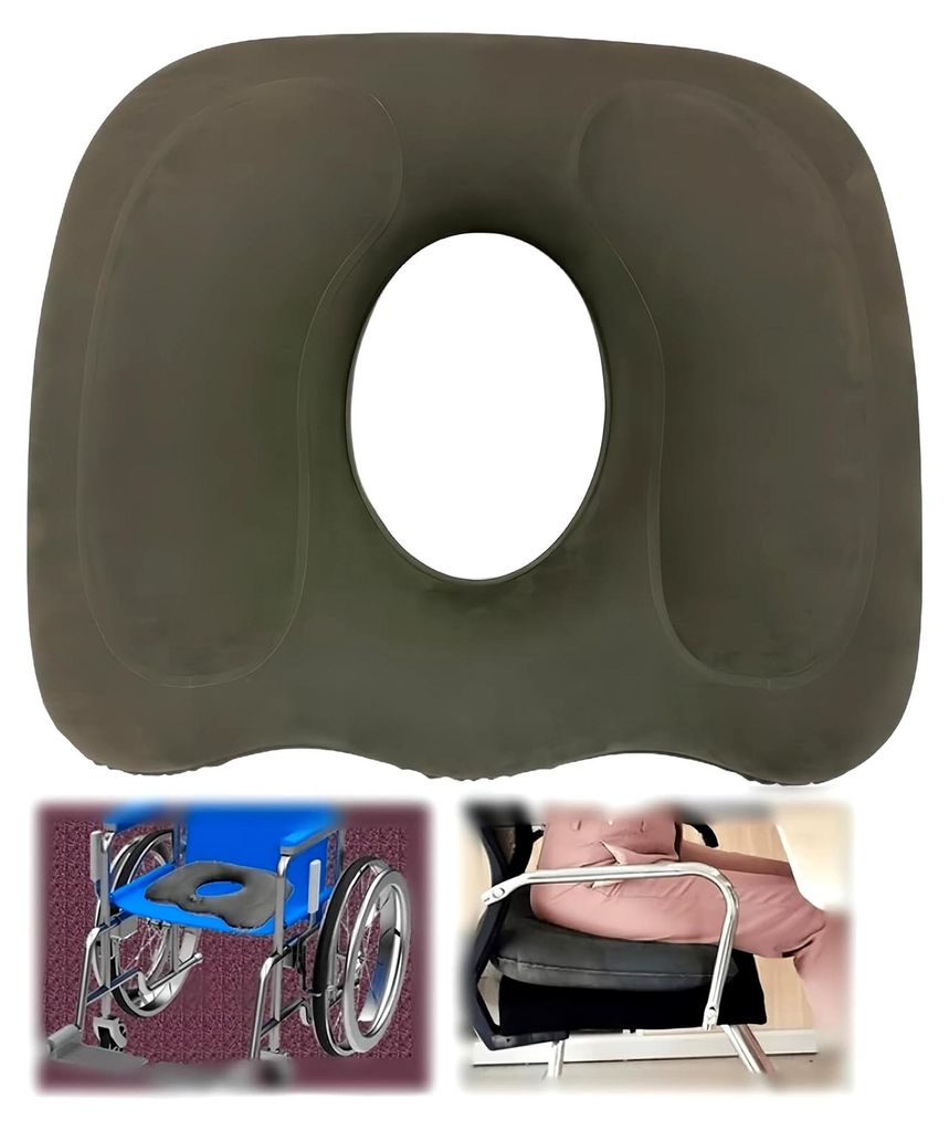 Orthopädisches Donut-Kissen Aufblasbares Sitzkissen für Steißbein und Hämorrhoiden - Grau
