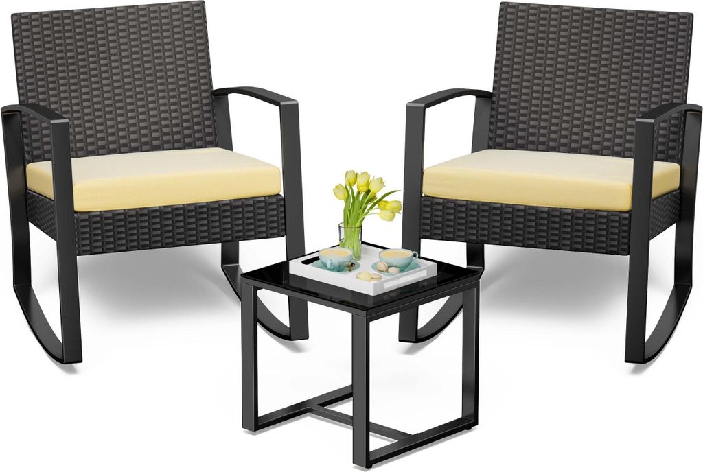 Set di sedute in poly rattan Bealife 3 pezzi, set di mobili Immagine del prodotto 