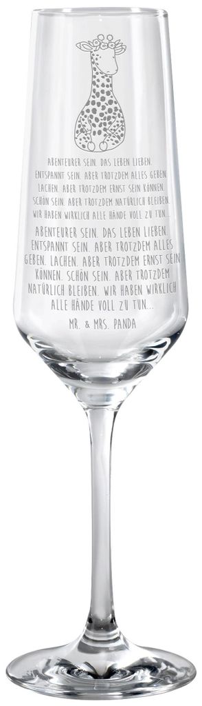 Mr. & Mrs. Panda Glas Giraffe Blumenkranz - Transparent - Geschenk, Trinkglas, Afrika, Freundin, Schaumweinglas, Champagnerglas, Sektglas, Sektflö...