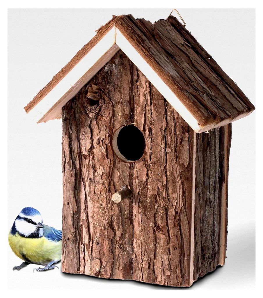 Vogelhaus aus Holz | Nistkasten zum Aufhängen | 16 x 19,5 x 11,5 cm | Unbehandeltes Holz | Nisthöhle für Kleinvögel | Finken und Meisen