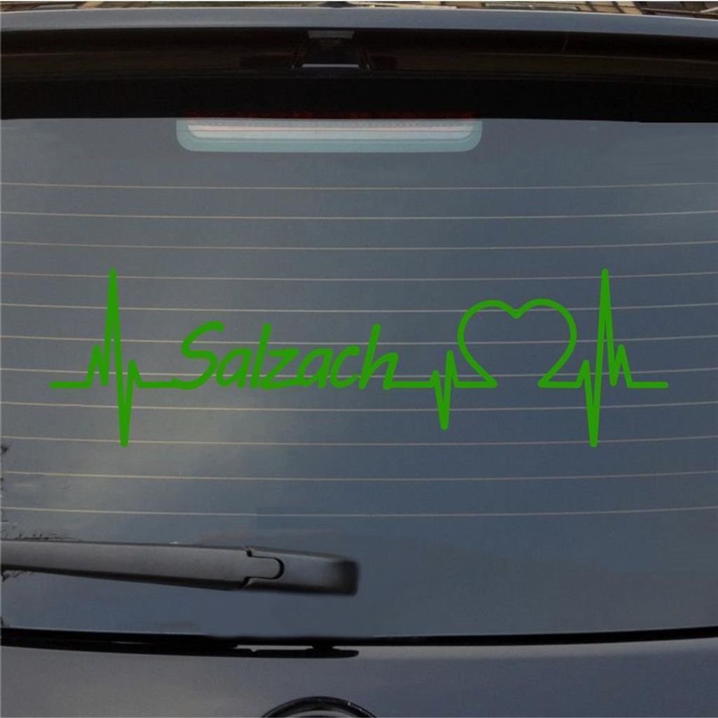 Heckscheibenaufkleber Salzach Herzschlag Puls Fluss Wasser Liebe 55x16 cm Hellgrün Auto Aufkleber Sticker
