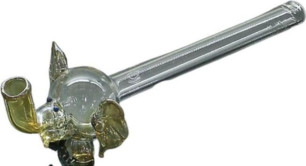 Glaspfeife 15 cm transparent Rauchpfeife mit Elefant