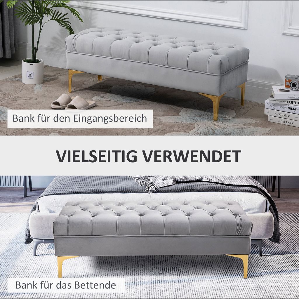 HOMCOM Aufbewahrungsbank 112 Cm - 84 Liter Cord Bezug Grau