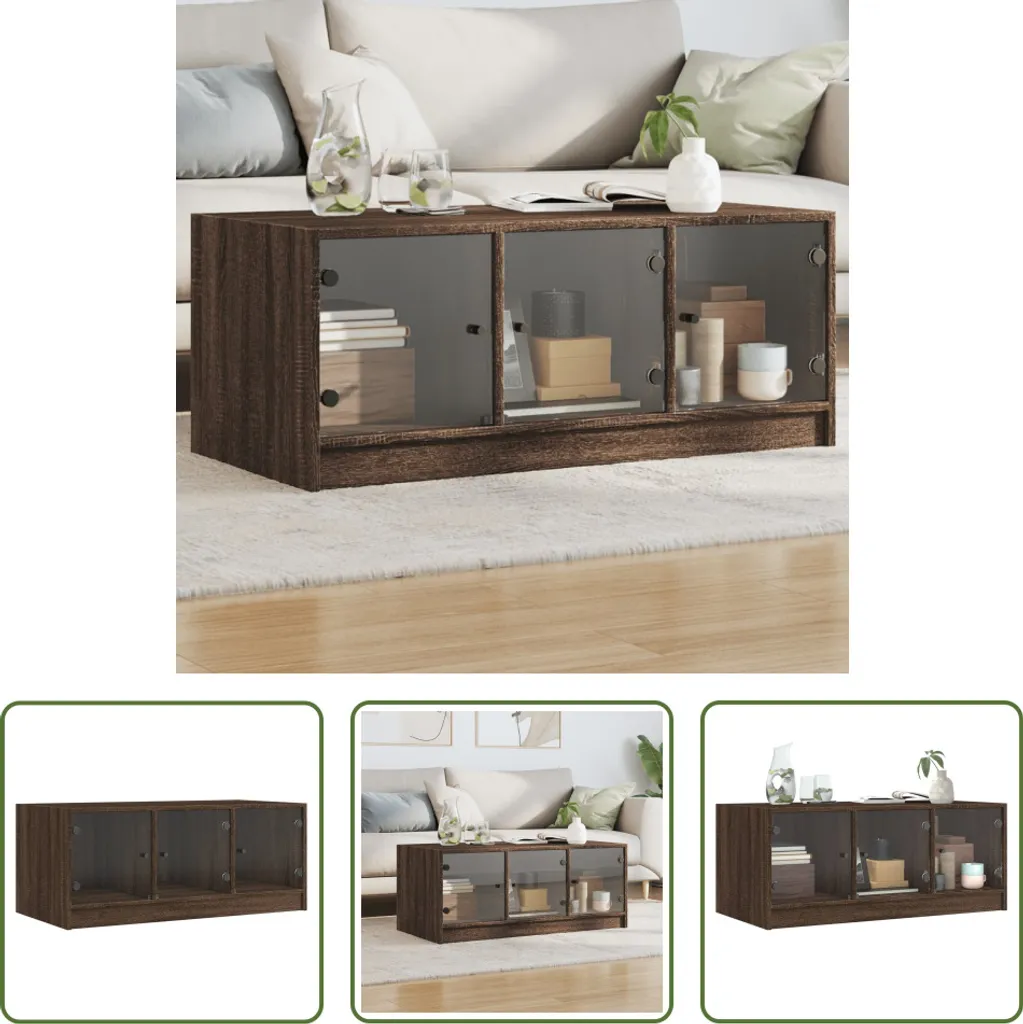 Tavolino Rovere Marrone 102x50x42 cm con Vetro | Mobile Salotto Moderno