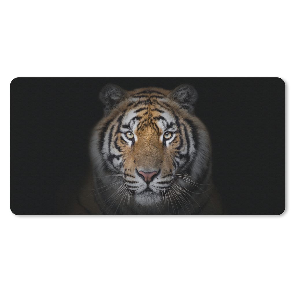 MuchoWow Mauspad Mousepad Tiger - Wildtiere - Porträt - Schwarz - Tiere 60x30 cm - Mousepads - Maus Mat - Pad - Mausunterlage - Nachhaltig