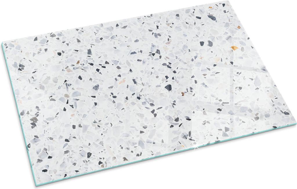 Steinmuster mit Flecken – Glasbodenplatte für – Kaminofen – Kaminplatte Glas – Schutzglas – Funkenschutzplatte –Glasbodenplatte Feuerf...