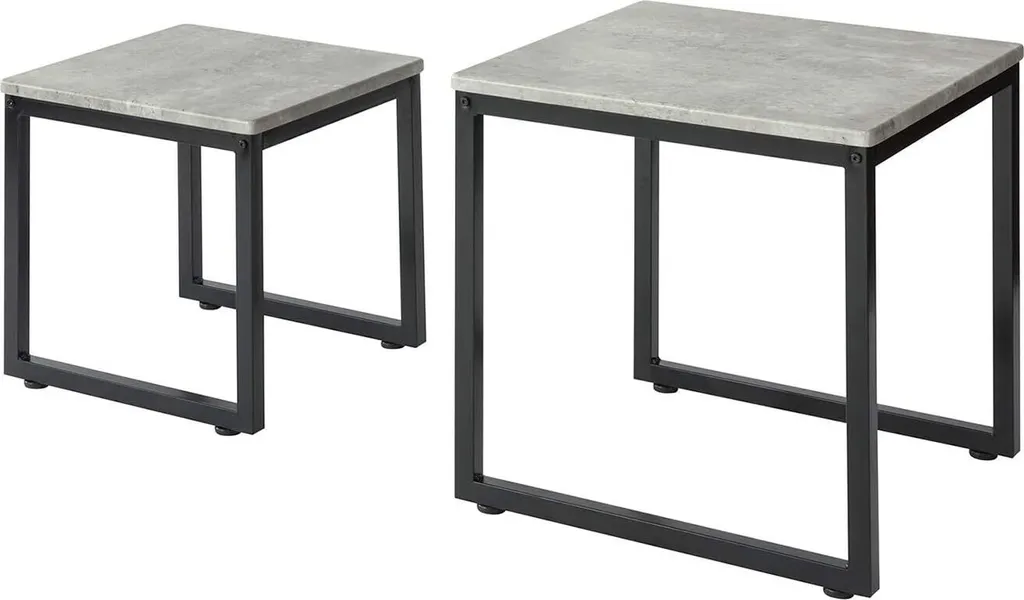 SoBuy Set de 2 Tables Basses Gigognes Grises pour Salon Modernes FBT42-HG