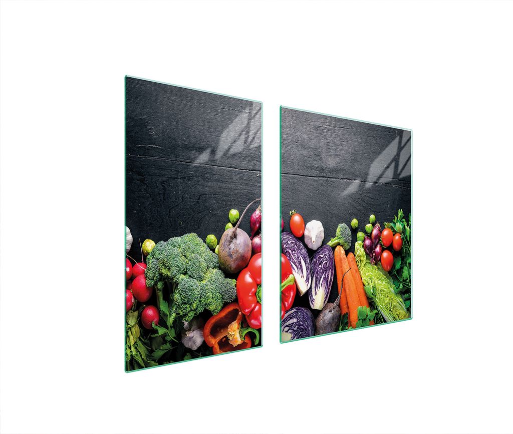 Glasplatte und Schneidebrett 100x52 Gemüse