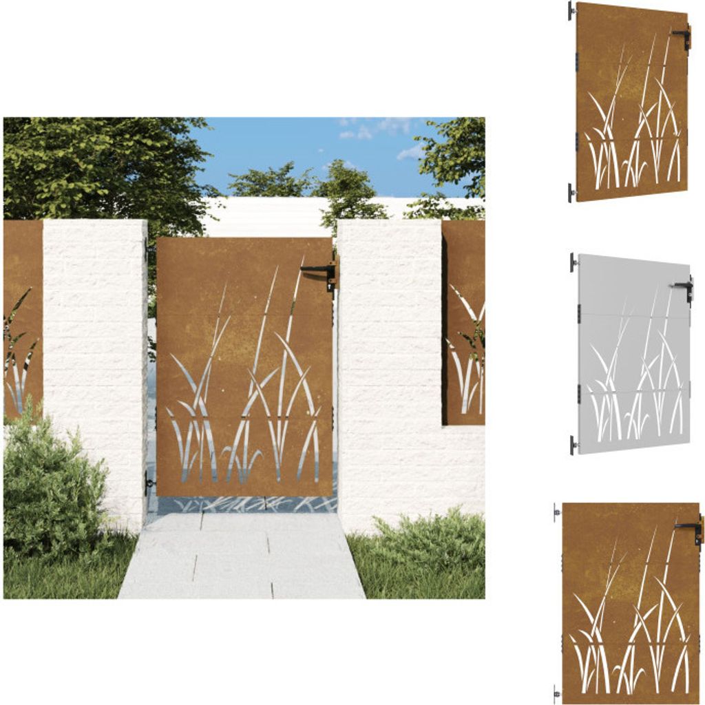vidaXL Gartentor 85x125 cm Cortenstahl Gras-Design - Gartentore