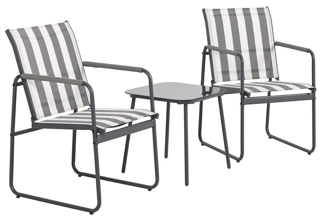 HowHomely Gartengarnitur Gartenmöbel 2er Set Stühle Tisch grau weiß Sitzgruppe