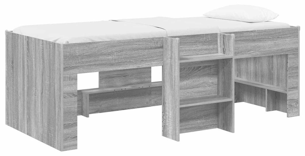 vidaXL Hochbett für Kinder 2 pcs Grau Sonoma 203 x 101,1 x 68,5 cm