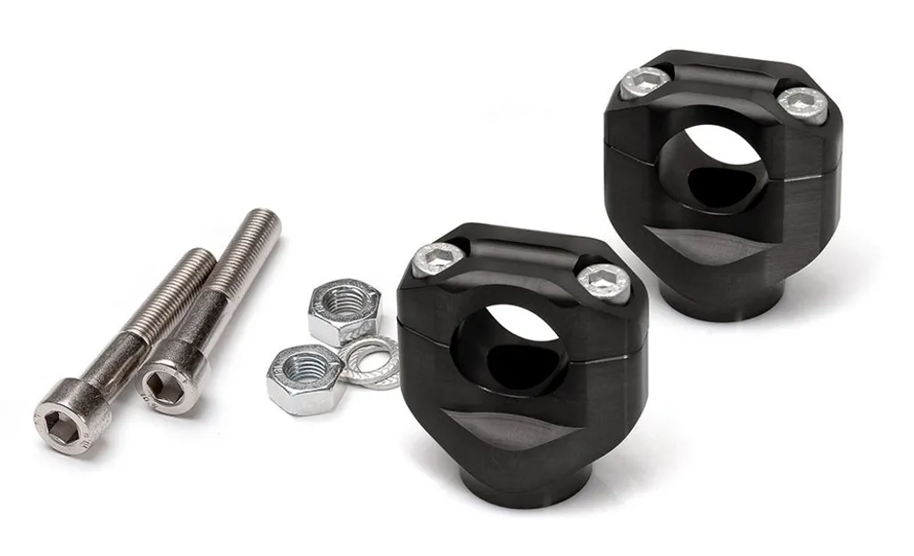 Pontets de guidon ER6N Noir Alu CNC | Fixation LSL X-Bar 28,5mm +15mm