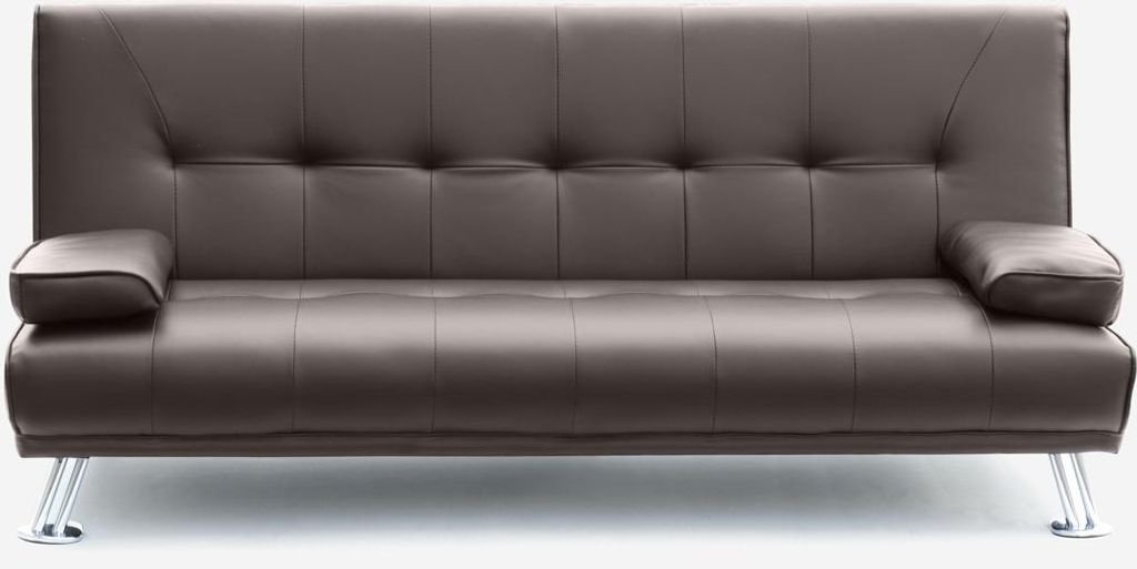 2-Sitzer Kunstleder Schlafsofa mit Armlehnen Olivina für Zuhause und öffentliche Plätze bereit zu schlafen - Braun