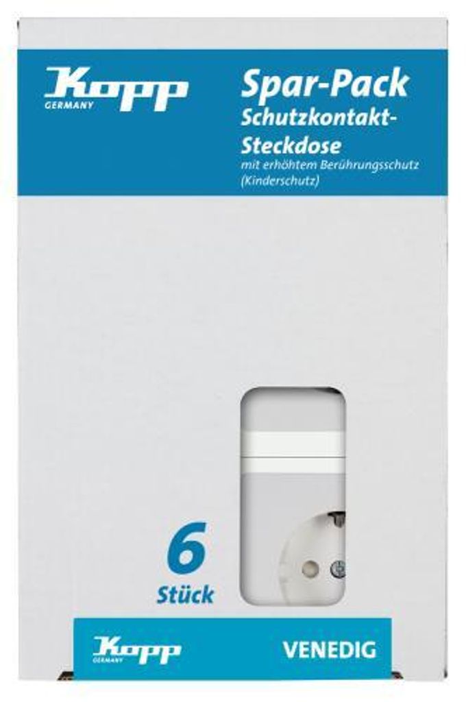 Kopp 924129056 Venedig Schutzkontakt-Steckdosen, 6 -er Spar-Pack