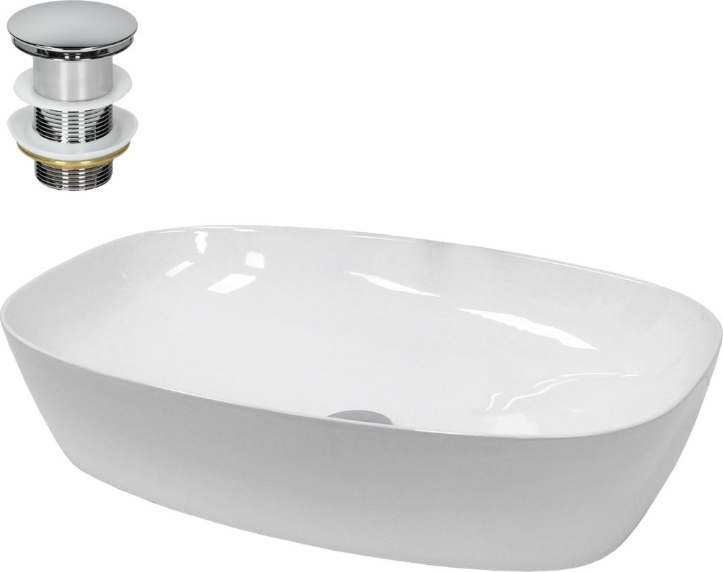 LuxeBath Waschbecken Aufsatzwaschbecken Oval, 60,5x38x14 Produktbild 