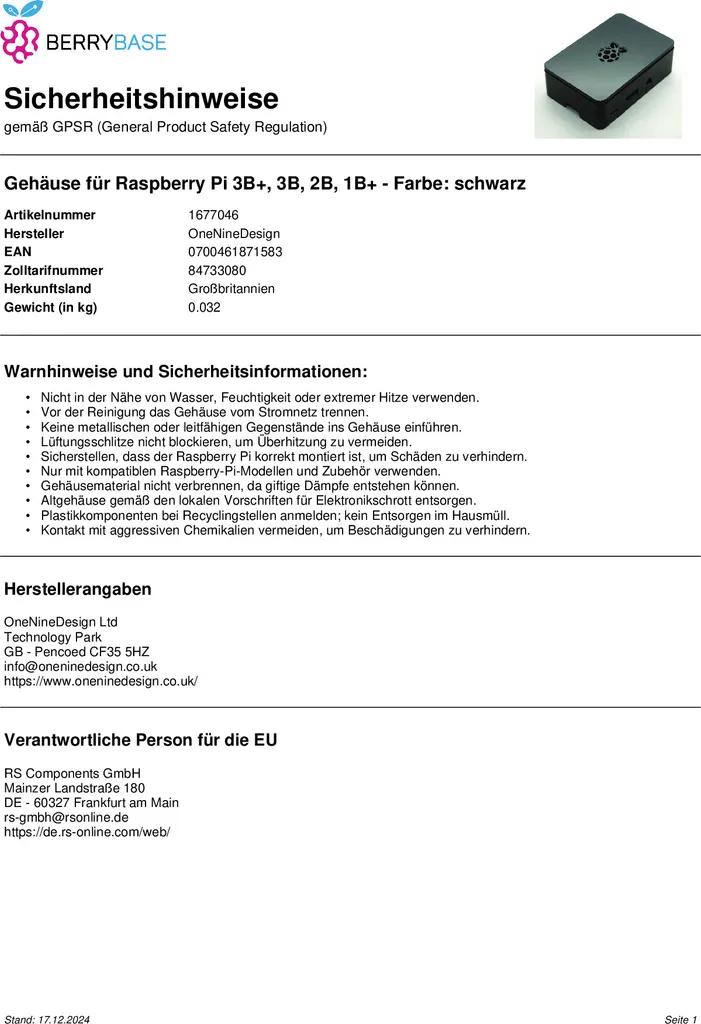 Custodia Alloggiamento per Raspberry Pi 3B+ 3B 2B - Nero ABS - 6