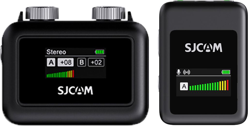SJCAM M1 Drahtloses Mikrofonsystem mit 1 Empfaenger und 1 Mikrofon, 50 m uebertragungsreichweite, integrierter Akku mit LCD-Bildschirm, Ersatz fuer...
