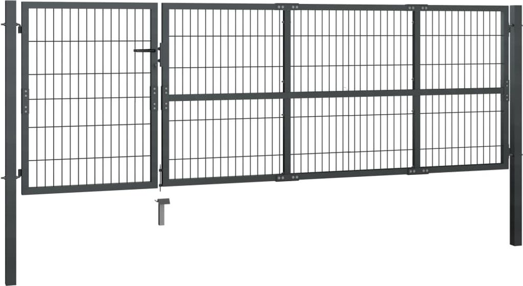 vidaXL Gartentor mit Pfosten Stahl 350 x 100 cm Anthrazit Produktbild 