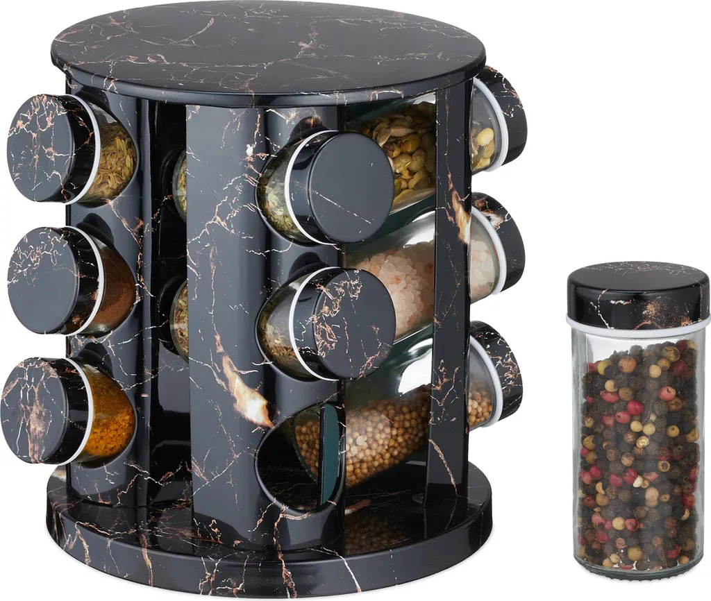 Organizer Spezie Relaxdays Nero Marmo - Carosello Design Cucina